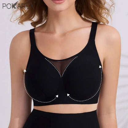 Women's Seamless Bras Ladies Thin Style Soft Removeable Pads Bra Wireless Underwear Comfortable Lingerie 3 Rows Adjustable Strap - A-1 Thread Vault