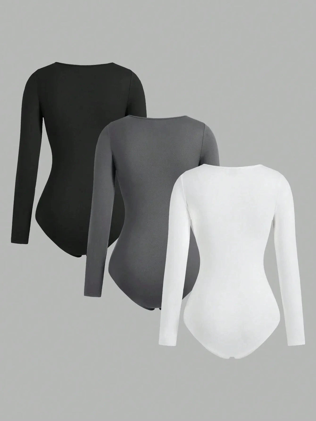 Women's Solid color Square Neck Open Crotch One-Piece Bodysuit Long Sleeved Body Lady Streetwear Female Warm Clothing - A-1 Thread Vault