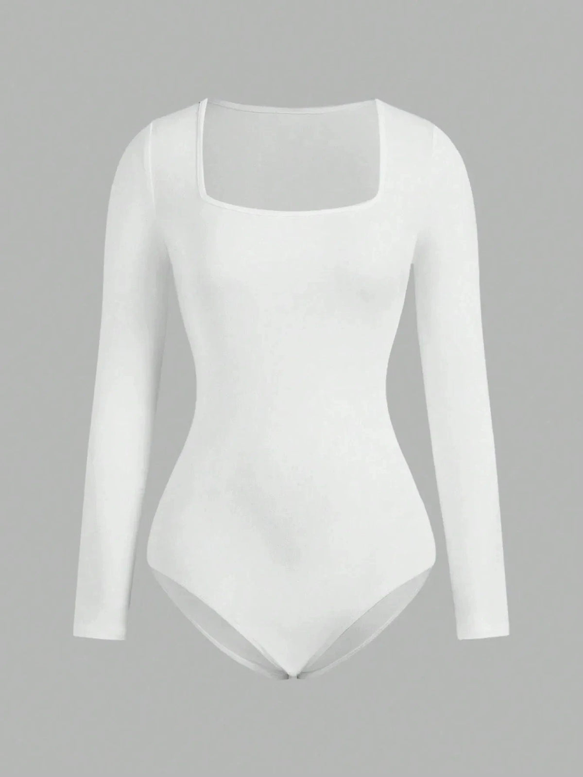Women's Solid color Square Neck Open Crotch One-Piece Bodysuit Long Sleeved Body Lady Streetwear Female Warm Clothing - A-1 Thread Vault