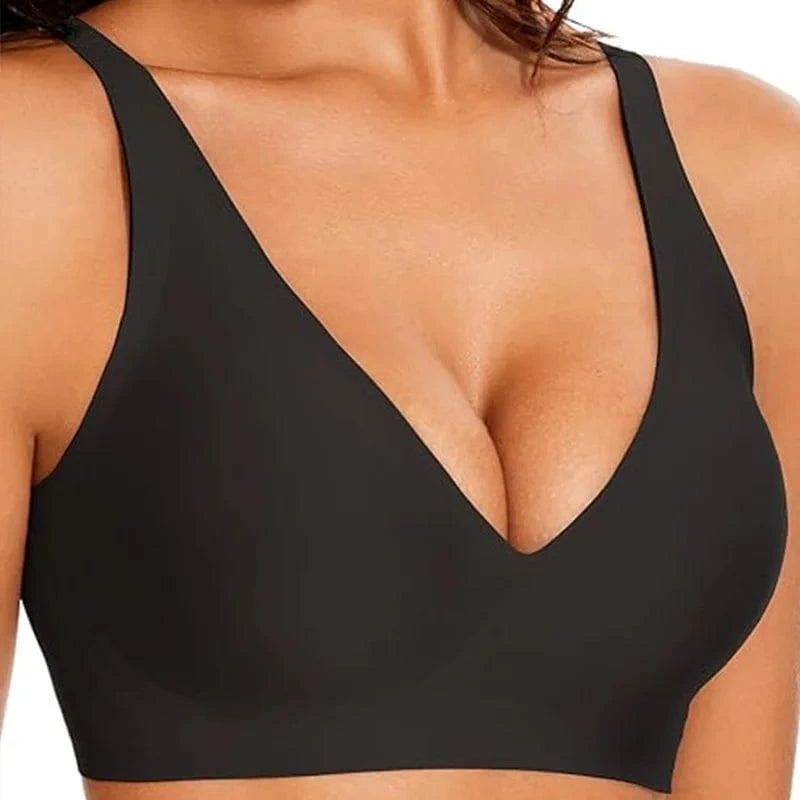 Women's Solid Underwear Seamless Wire-Free Full-Cup Bra with Comfortable Gathering Support Traceless Breathable Female Lingerie - A-1 Thread Vault