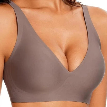 Women's Solid Underwear Seamless Wire-Free Full-Cup Bra with Comfortable Gathering Support Traceless Breathable Female Lingerie - A-1 Thread Vault