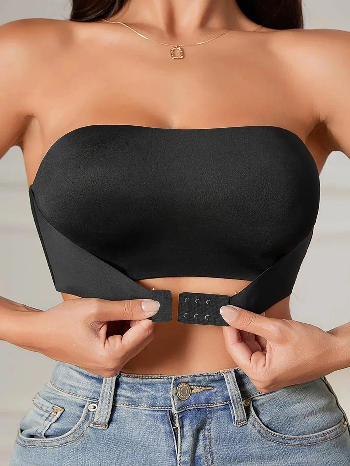 Women's Strapless No Padding Seamless Front Button Bra Comfortable Smooth Underwear - A-1 Thread Vault