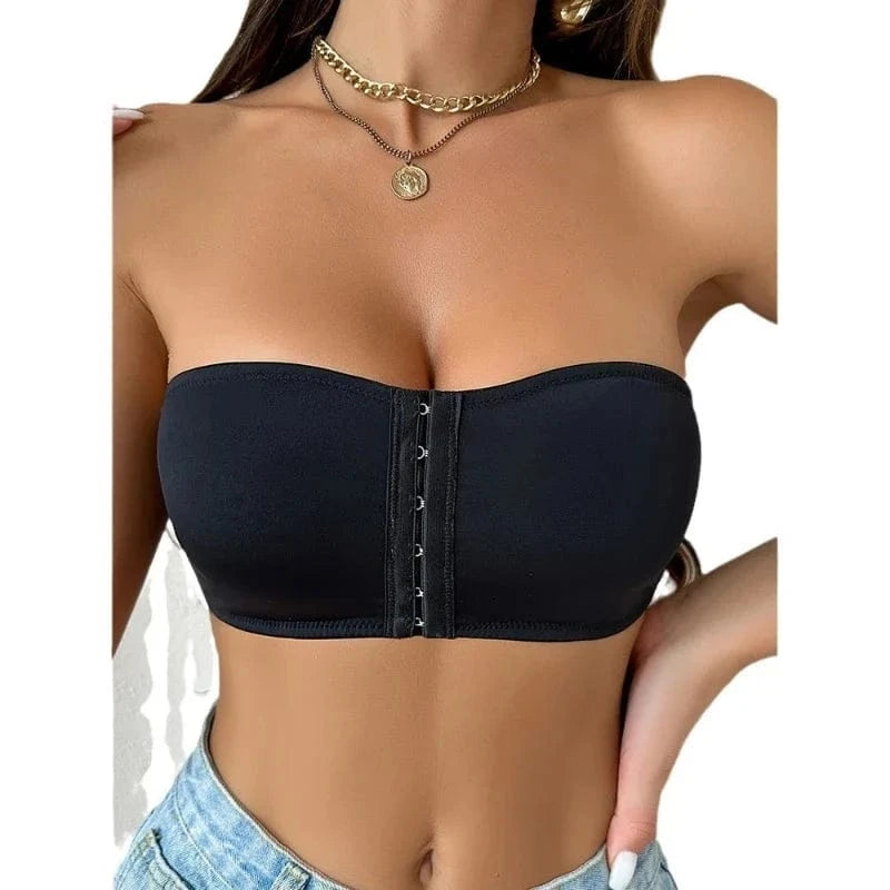 Women’s Strapless Push Up Brassiere Backless Invisible Front Button Belly Band Underwear - A-1 Thread Vault