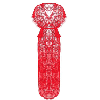 Women's Underwear Gowns Night Dress Lace Robe Wedding Gowns Women's Sleepwear Sexy Robe Floral Nightgown Long - A-1 Thread Vault