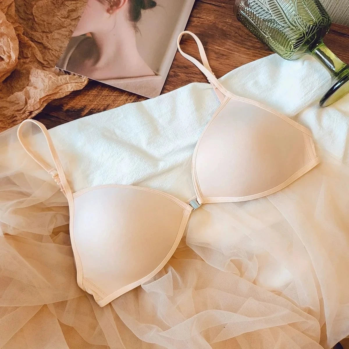 Women Seamless Bras Deep V Neck Brassiere Adjustable Straps Underwear Wireless Push Up Bralette Female Sleeping Soft Lingerie - A-1 Thread Vault