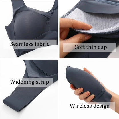 Women Seamless Plus Size Bras Sexy Patchwork Lace Top Push Up Sports Brassiere Female Backless Fitness Sleep Vest Bralette New - A-1 Thread Vault