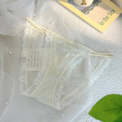 \Women Sexy Lace Mesh Transparent Satin Thin Adjustable Belts Underwear Cute Seamless Breathable Quick Drying Panties Breifs - A-1 Thread Vault