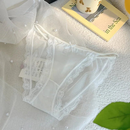 \Women Sexy Lace Mesh Transparent Satin Thin Adjustable Belts Underwear Cute Seamless Breathable Quick Drying Panties Breifs - A-1 Thread Vault