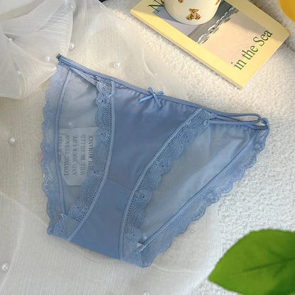\Women Sexy Lace Mesh Transparent Satin Thin Adjustable Belts Underwear Cute Seamless Breathable Quick Drying Panties Breifs - A-1 Thread Vault