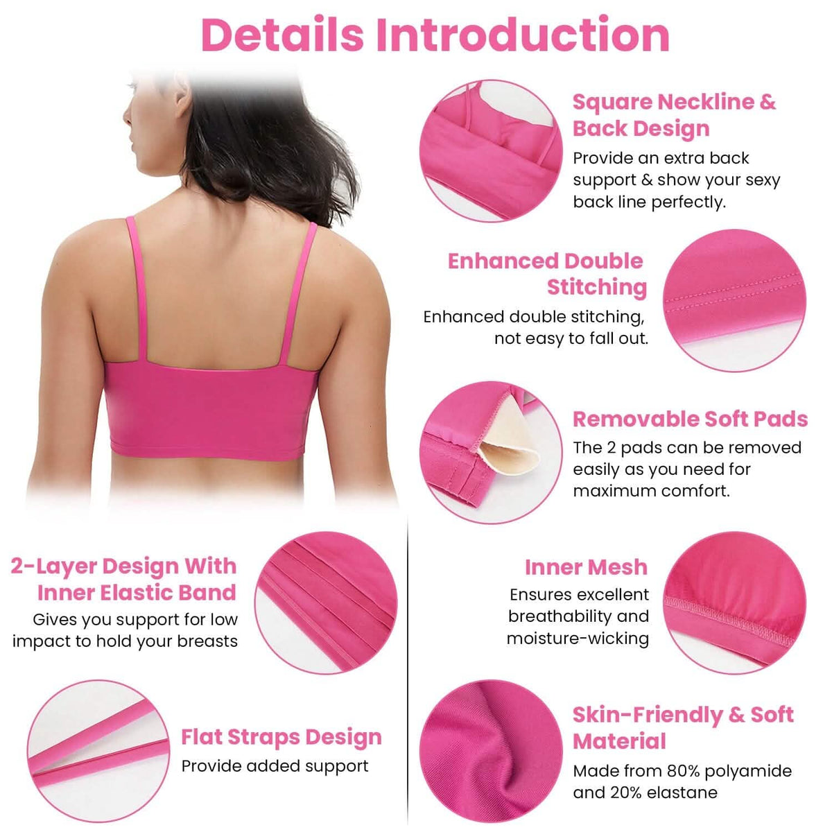 Women Strap Sport Bras Padded Strappy Tank Tops - A-1 Thread Vault