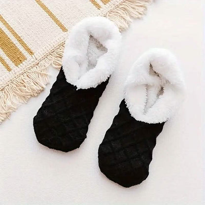 Women's Autumn Winter Plush Lined Indoor Low Cut Socks - A-1 Thread Vault
