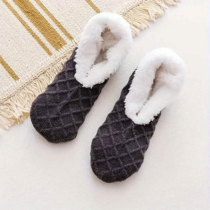 Women's Autumn Winter Plush Lined Indoor Low Cut Socks - A-1 Thread Vault