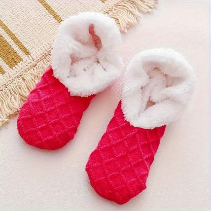 Women's Autumn Winter Plush Lined Indoor Low Cut Socks - A-1 Thread Vault