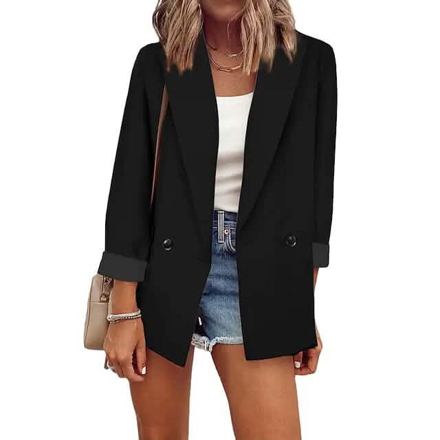 Women's Basic Double Breasted Solid Colored Blazer - A-1 Thread Vault