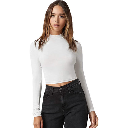 Women's Basic Mock Neck Long Sleeve Top - A-1 Thread Vault