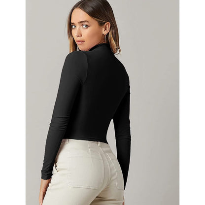 Women's Basic Mock Neck Long Sleeve Top - A-1 Thread Vault