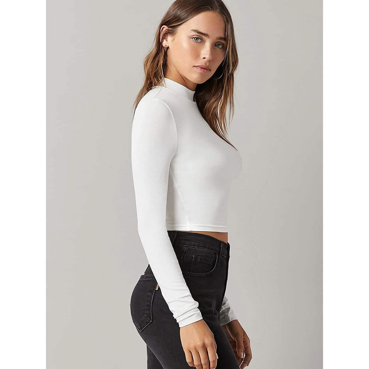 Women's Basic Mock Neck Long Sleeve Top - A-1 Thread Vault