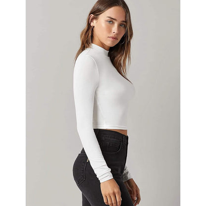 Women's Basic Mock Neck Long Sleeve Top - A-1 Thread Vault