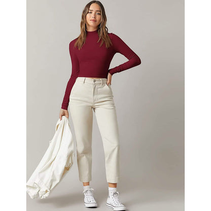 Women's Basic Mock Neck Long Sleeve Top - A-1 Thread Vault