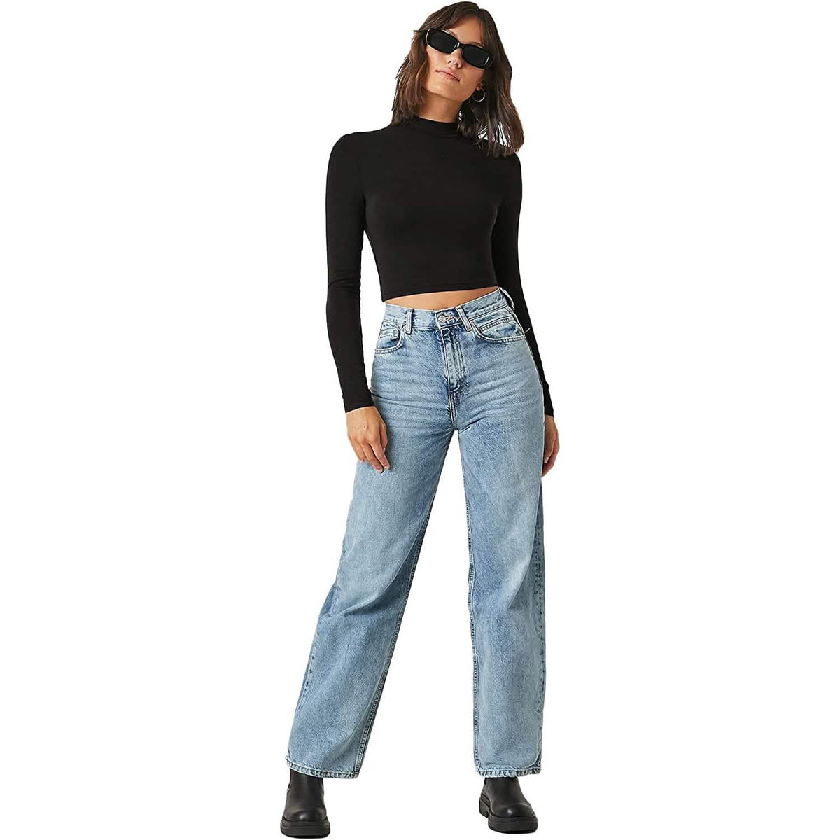 Women's Basic Mock Neck Long Sleeve Top - A-1 Thread Vault