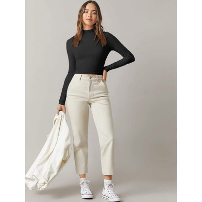 Women's Basic Mock Neck Long Sleeve Top - A-1 Thread Vault