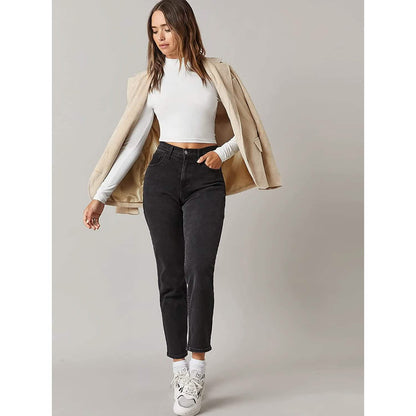 Women's Basic Mock Neck Long Sleeve Top - A-1 Thread Vault