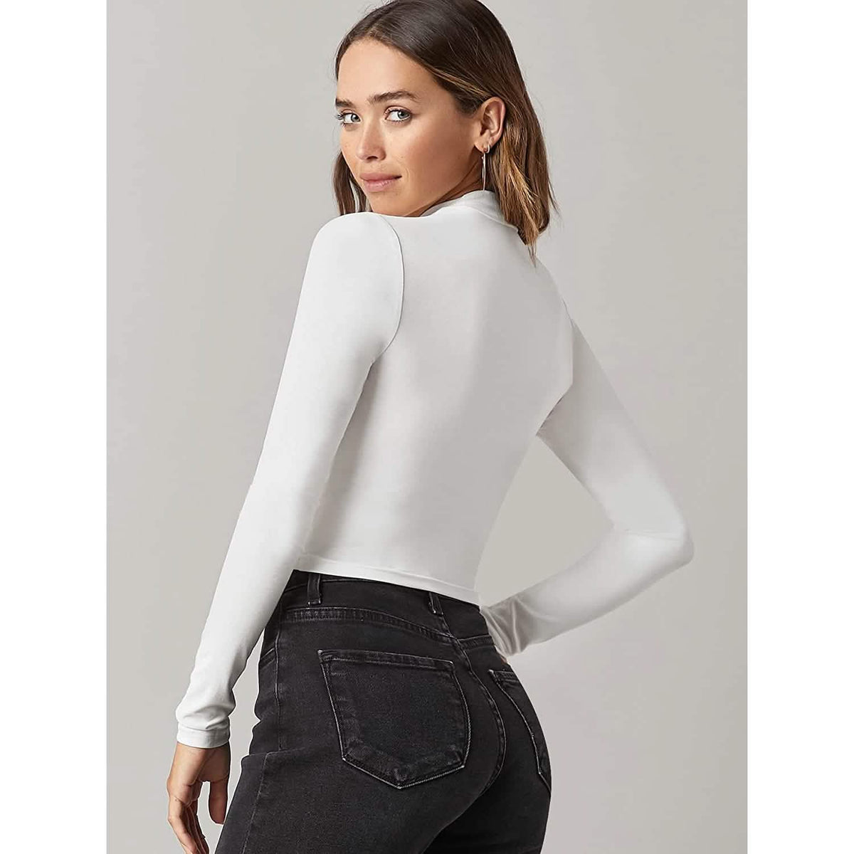 Women's Basic Mock Neck Long Sleeve Top - A-1 Thread Vault
