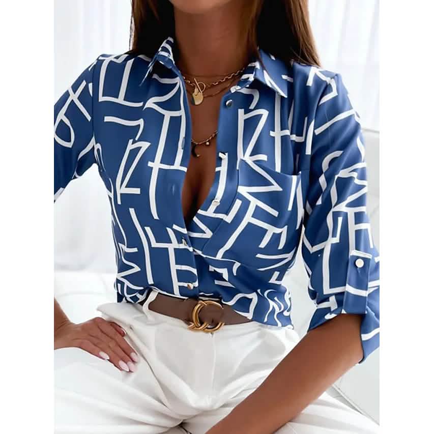 Women's Blouse Shirt Button Pocket Long Sleeve - A-1 Thread Vault