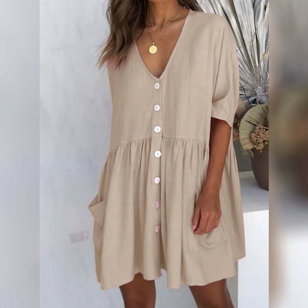 Women's Casual Ruched Loose Fit Dress - A-1 Thread Vault