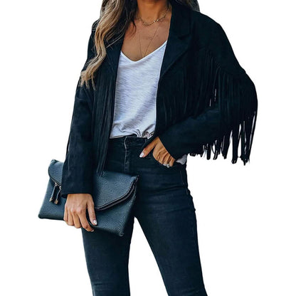Women's Chic Cropped Tassel Jacket - A-1 Thread Vault