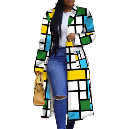 Women's Colored Geo Turn Down Collar Trench Coat - A-1 Thread Vault
