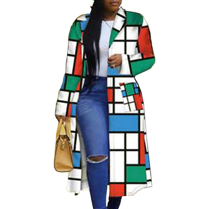 Women's Colored Geo Turn Down Collar Trench Coat - A-1 Thread Vault