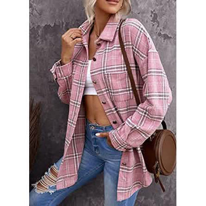Women's Fall Clothes Plaid Jacket Long Sleeve - A-1 Thread Vault