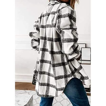 Women's Fall Clothes Plaid Jacket Long Sleeve - A-1 Thread Vault
