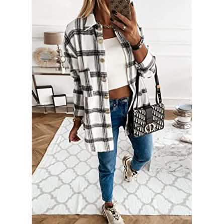 Women's Fall Clothes Plaid Jacket Long Sleeve - A-1 Thread Vault