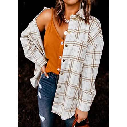 Women's Fall Clothes Plaid Jacket Long Sleeve - A-1 Thread Vault
