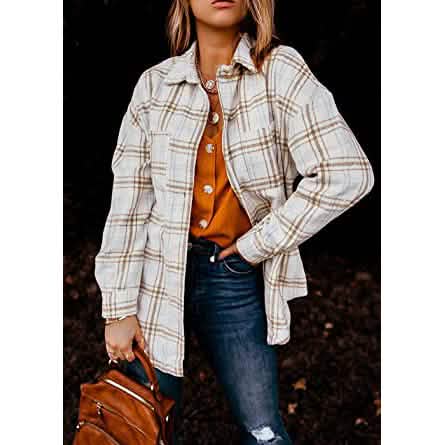 Women's Fall Clothes Plaid Jacket Long Sleeve - A-1 Thread Vault
