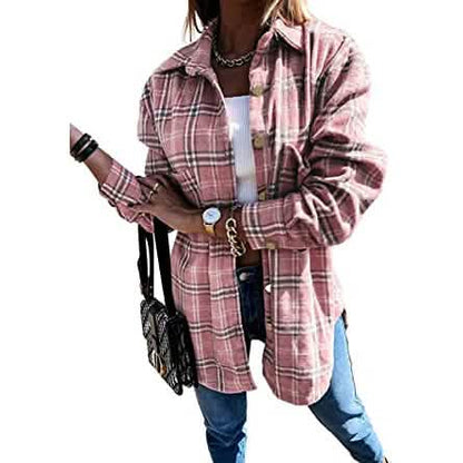 Women's Fall Clothes Plaid Jacket Long Sleeve - A-1 Thread Vault