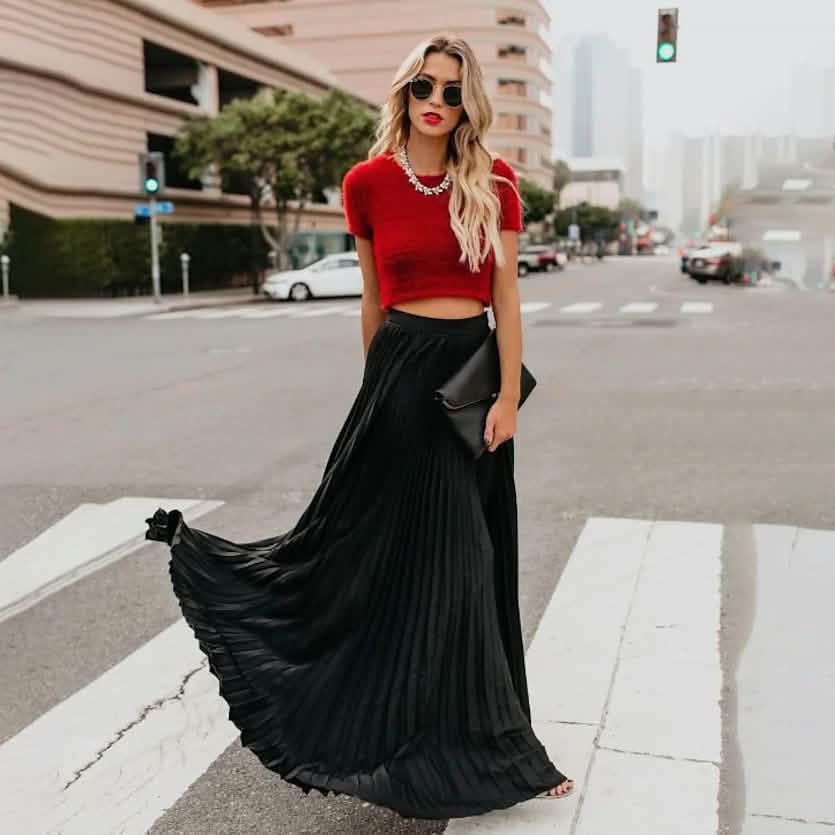 Women's Fashion Long Summer Swing Pleated Skirt - A-1 Thread Vault