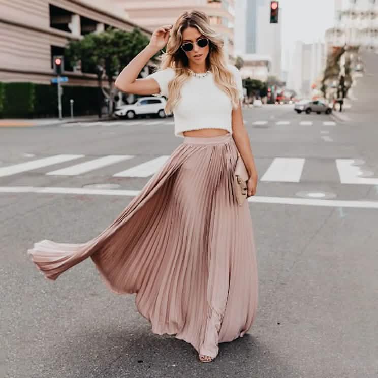 Women's Fashion Long Summer Swing Pleated Skirt - A-1 Thread Vault