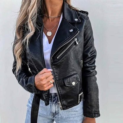 Women's Faux Modern Street Style Leather Jacket - A-1 Thread Vault