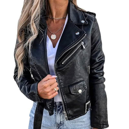 Women's Faux Modern Street Style Leather Jacket - A-1 Thread Vault