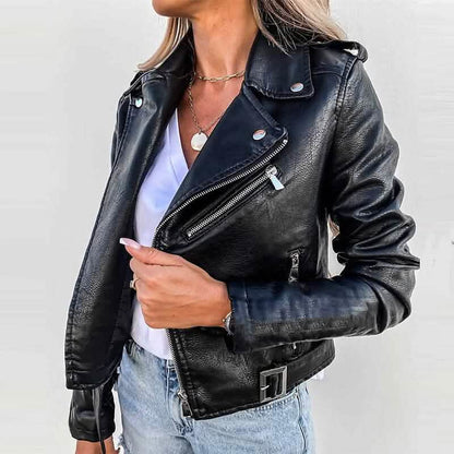 Women's Faux Modern Street Style Leather Jacket - A-1 Thread Vault