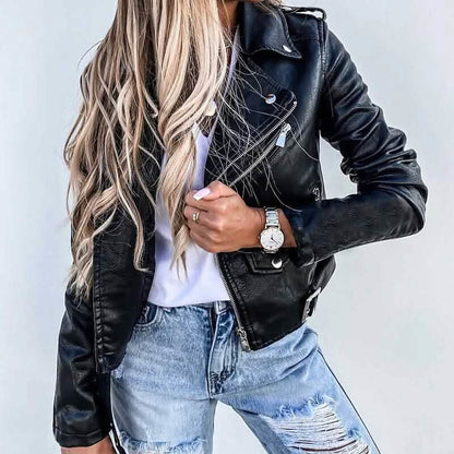 Women's Faux Modern Street Style Leather Jacket - A-1 Thread Vault
