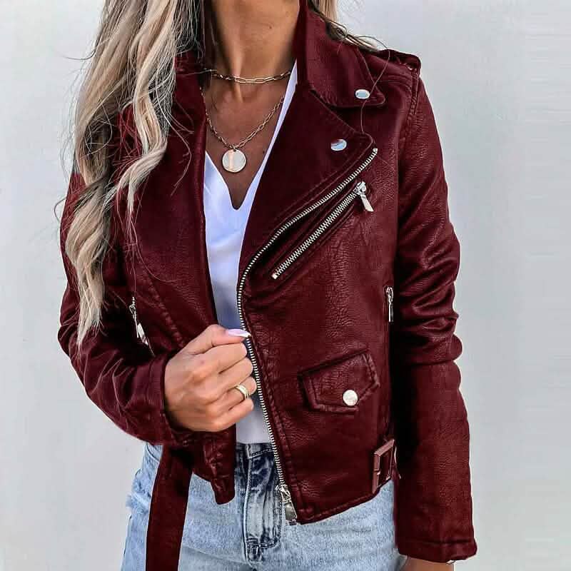 Women's Faux Modern Street Style Leather Jacket - A-1 Thread Vault