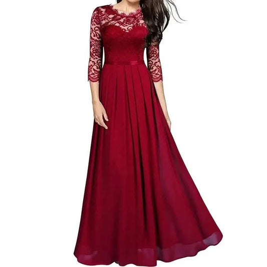 Womens Formal Party Lace Long Maxi Dress - A-1 Thread Vault