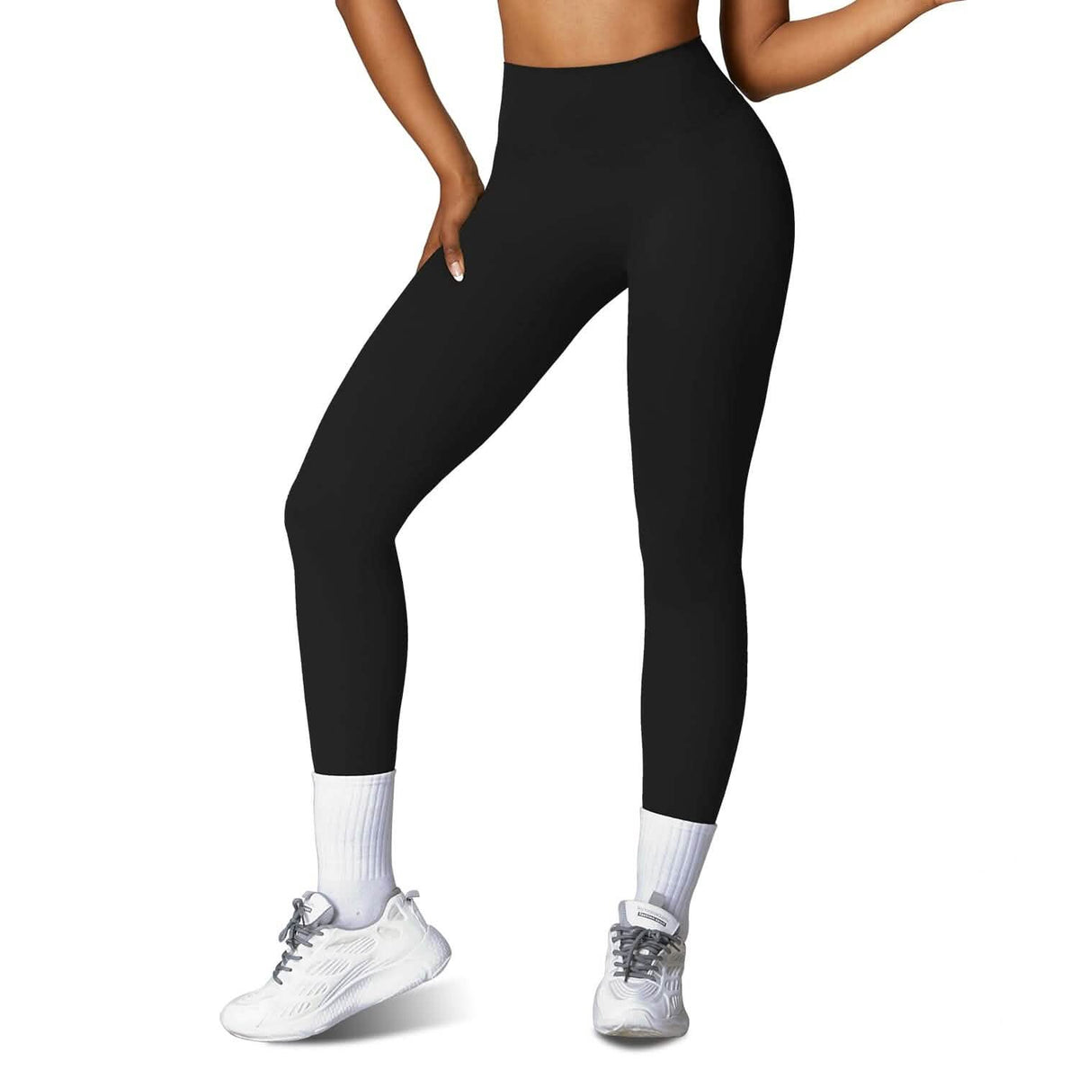 Women's High Waist Workout Leggings Tummy Control Compression with 25" Inseam No Front Seam - A-1 Thread Vault