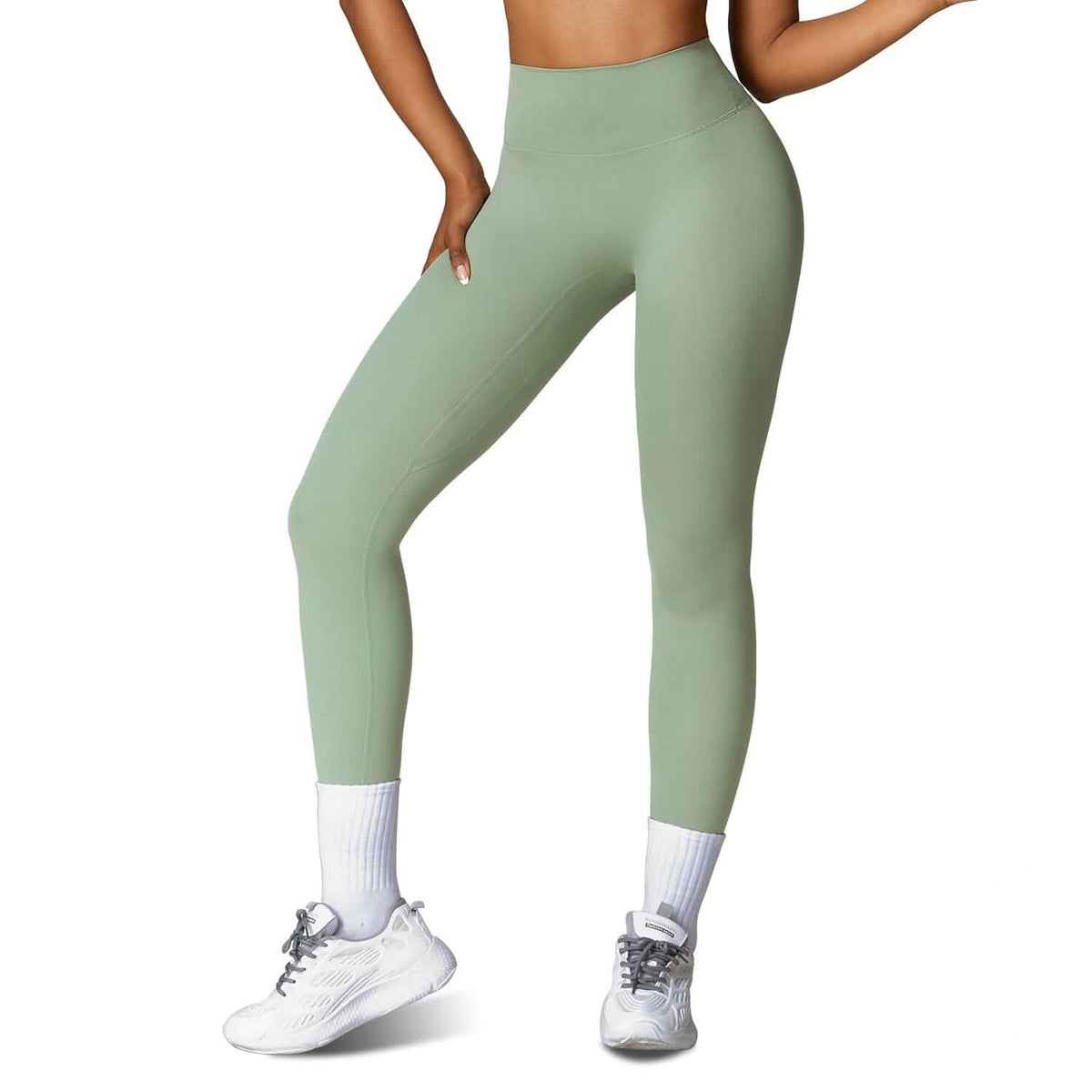 Women's High Waist Workout Leggings Tummy Control Compression with 25" Inseam No Front Seam - A-1 Thread Vault