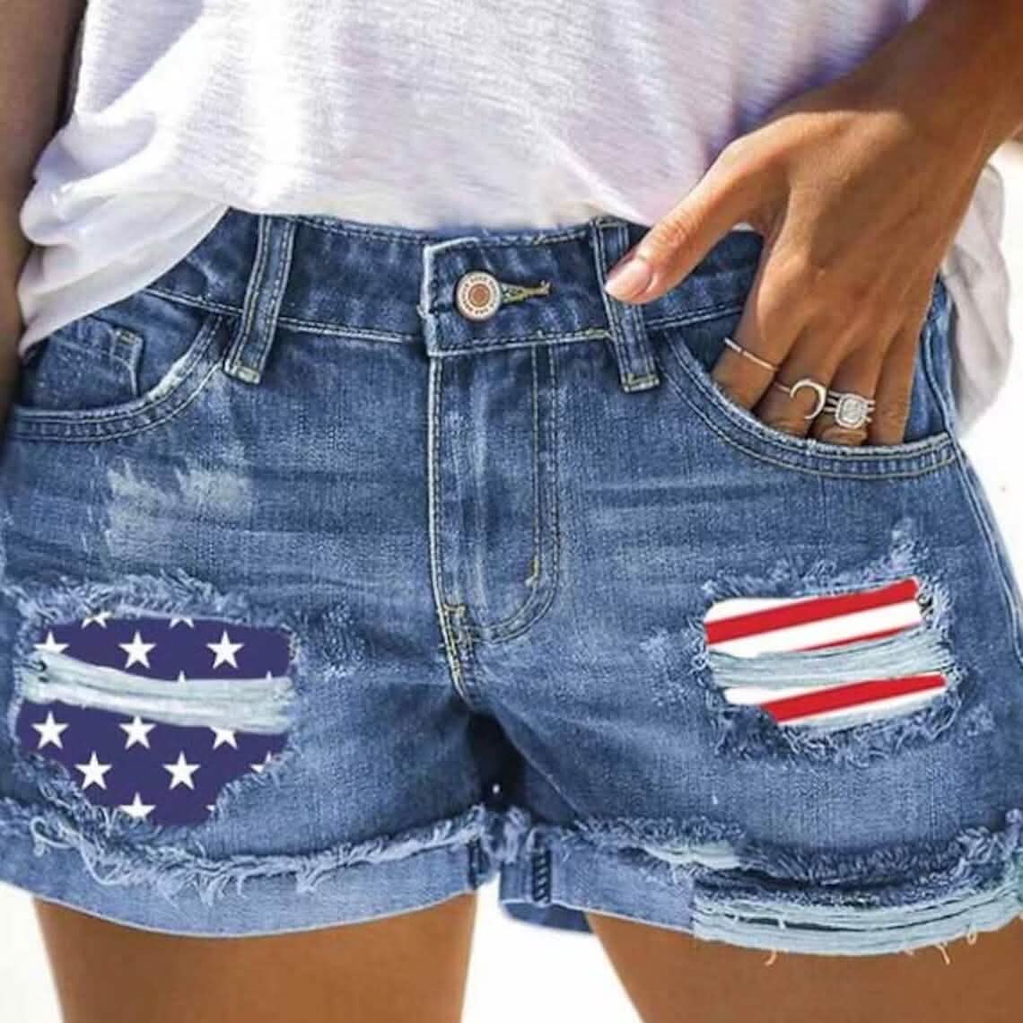 Women's Jeans Shorts Independence Day Denim - A-1 Thread Vault