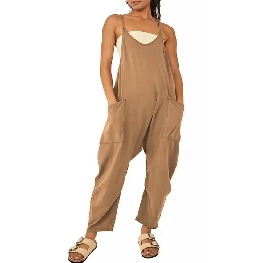 Women's Jumpsuit Maternity Solid Color V Neck Regular Fit Sleeveless - A-1 Thread Vault